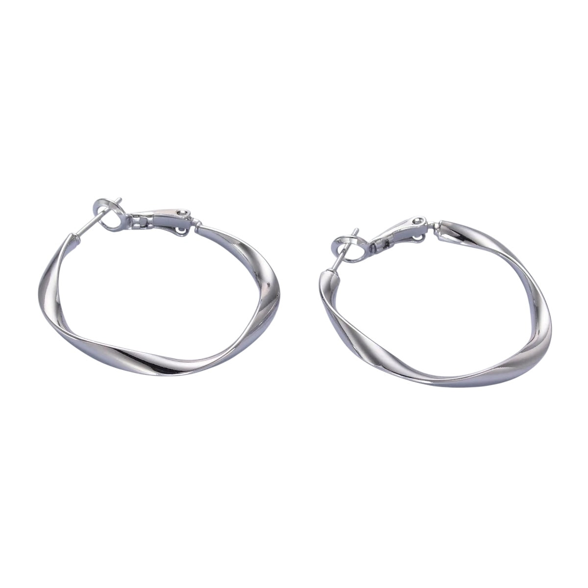 White Gold Filled Wavy Hoops