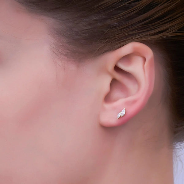 Silver Double Marquise Studs