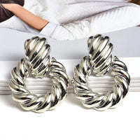 White Gold Filled French Twist Croissant Earrings