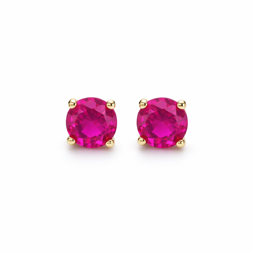 14K Fuchsia Round Stud