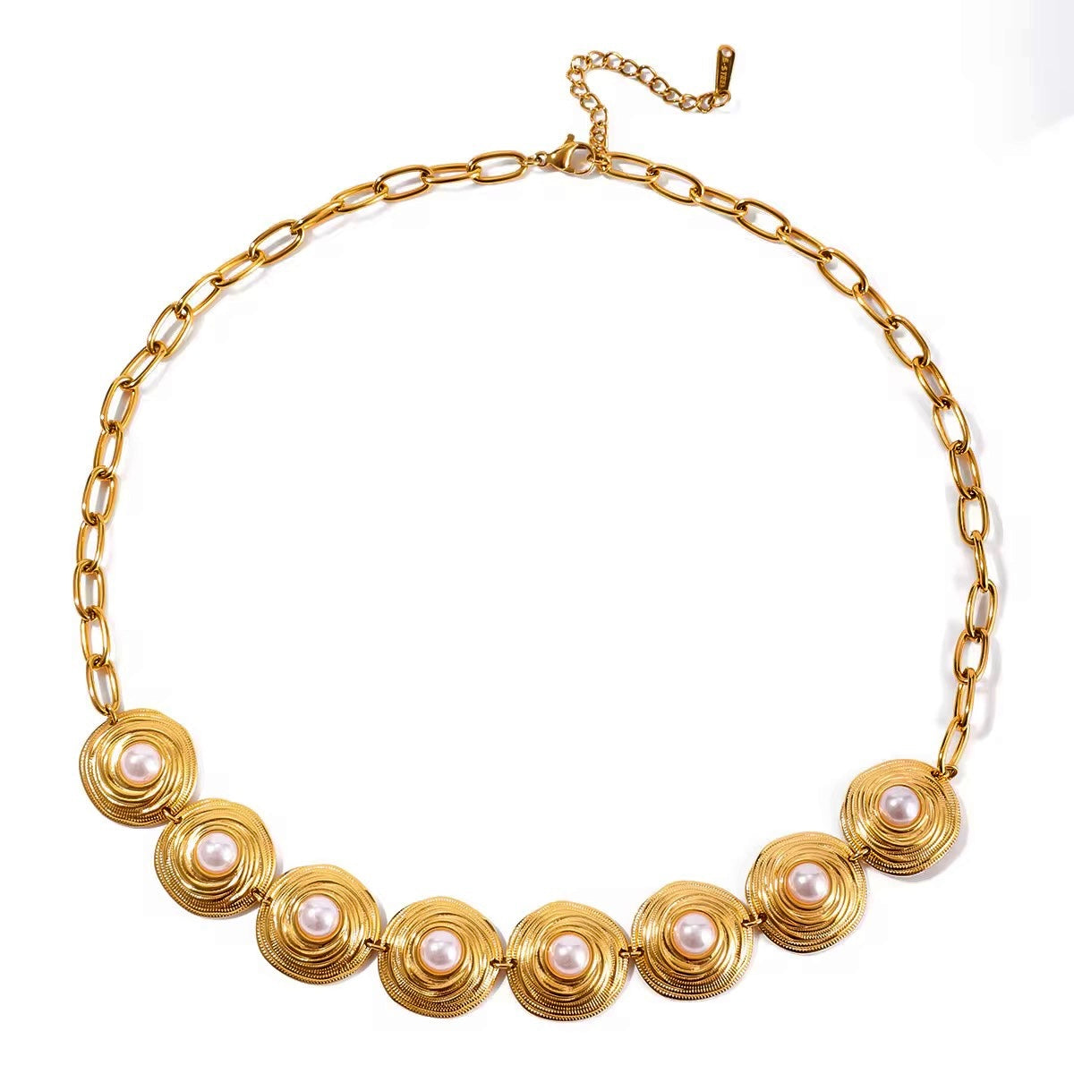 18K Statement Round Pearls Necklace