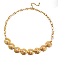 18K Statement Round Pearls Necklace