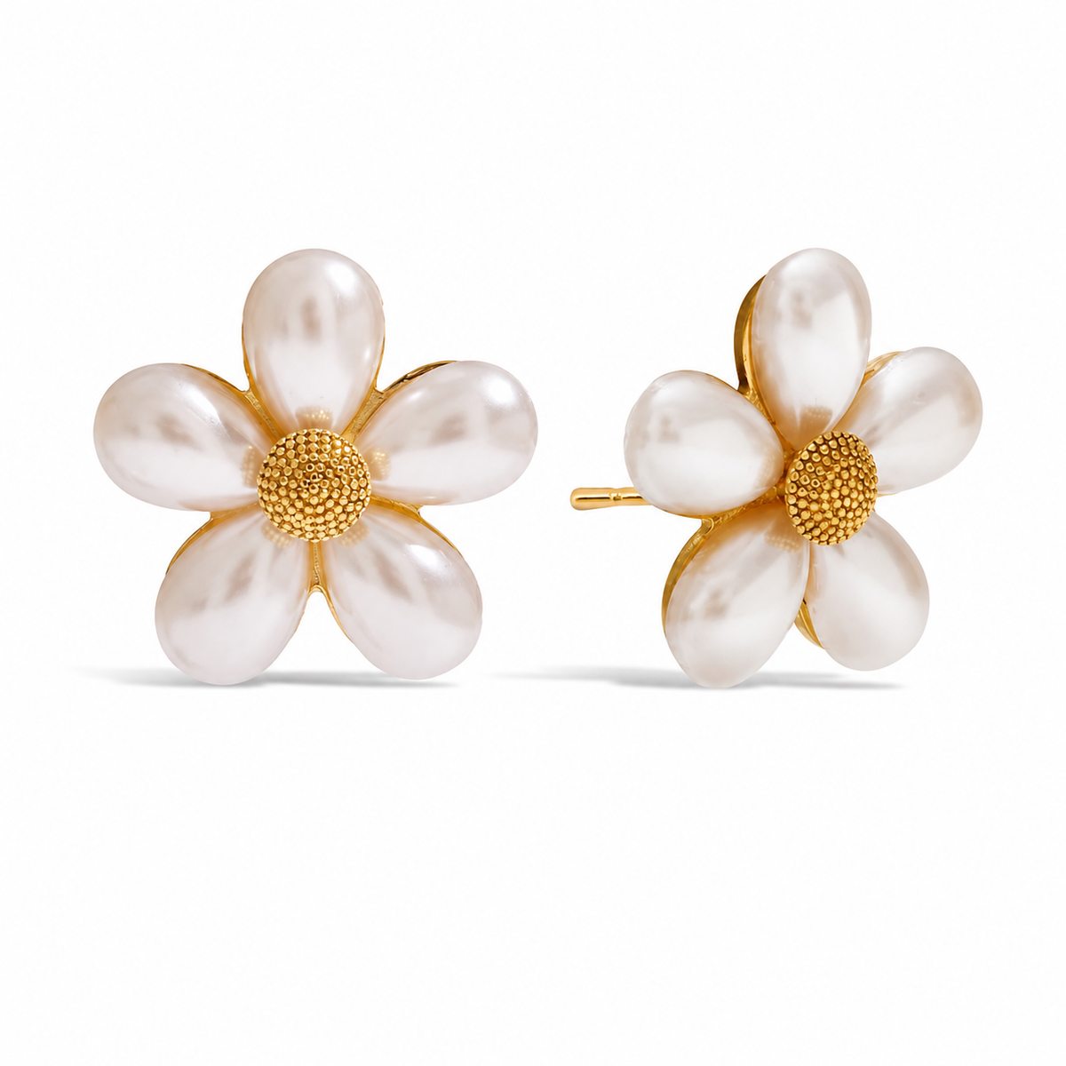 18K White Flower Statement Earrings