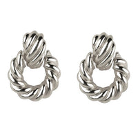 White Gold Filled French Twist Croissant Earrings