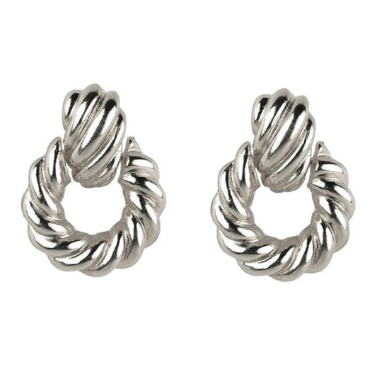White Gold Filled French Twist Croissant Earrings