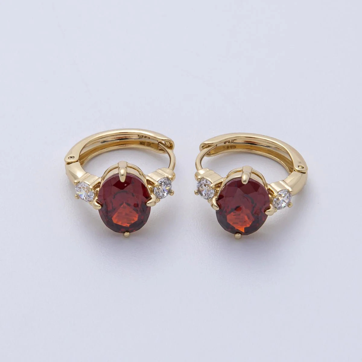 16K Garnet Solitaire Mini Hoops