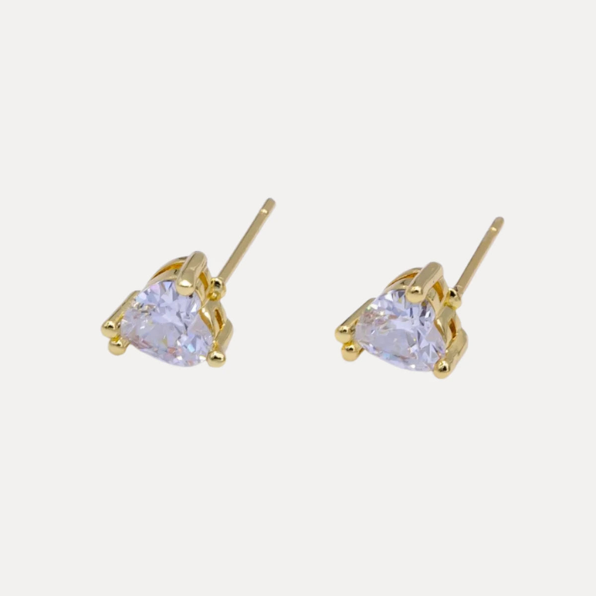 Heart Bezel Studs in 14K Gold-Filled with Cubic Zirconia