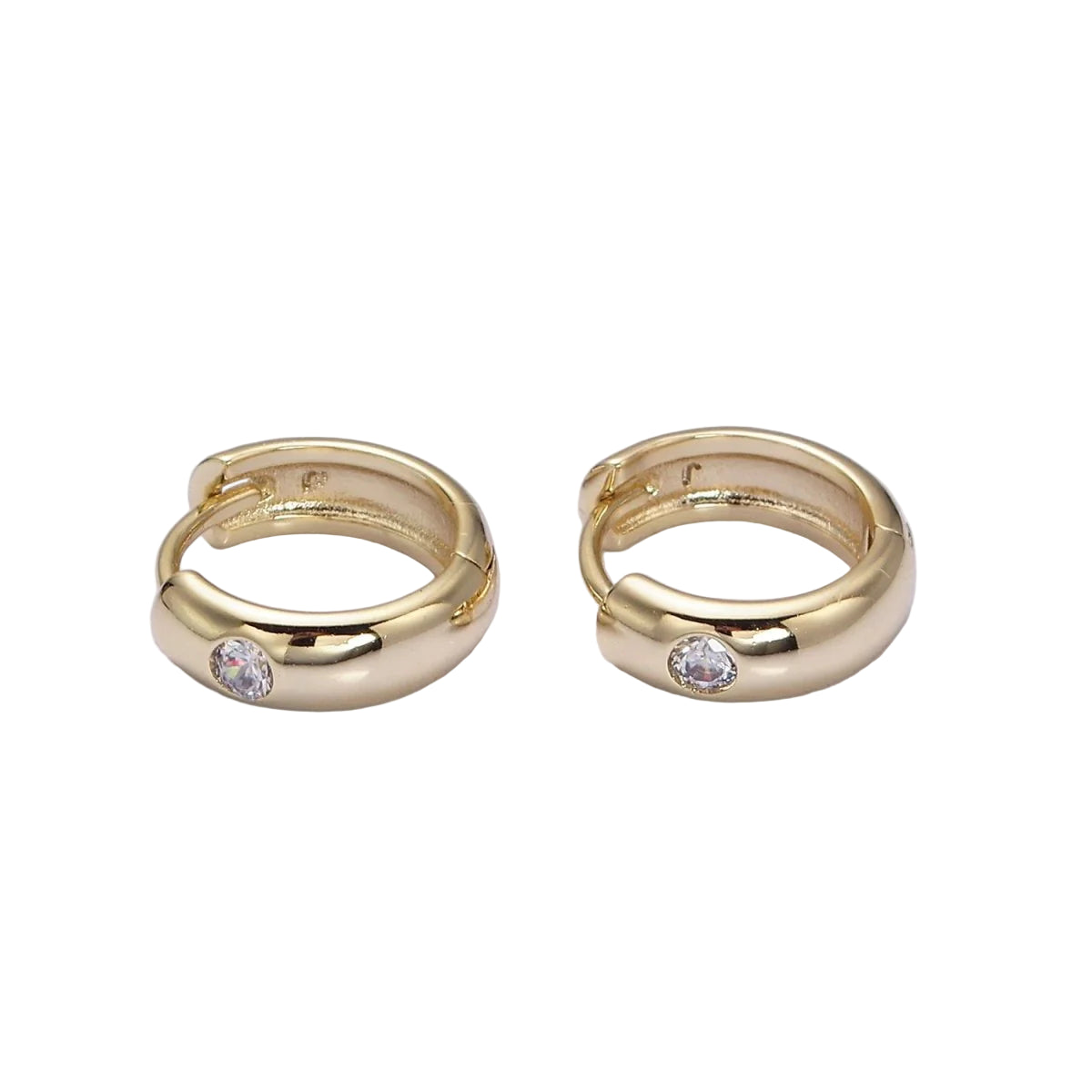 14K CZ Dot 12mm Huggies
