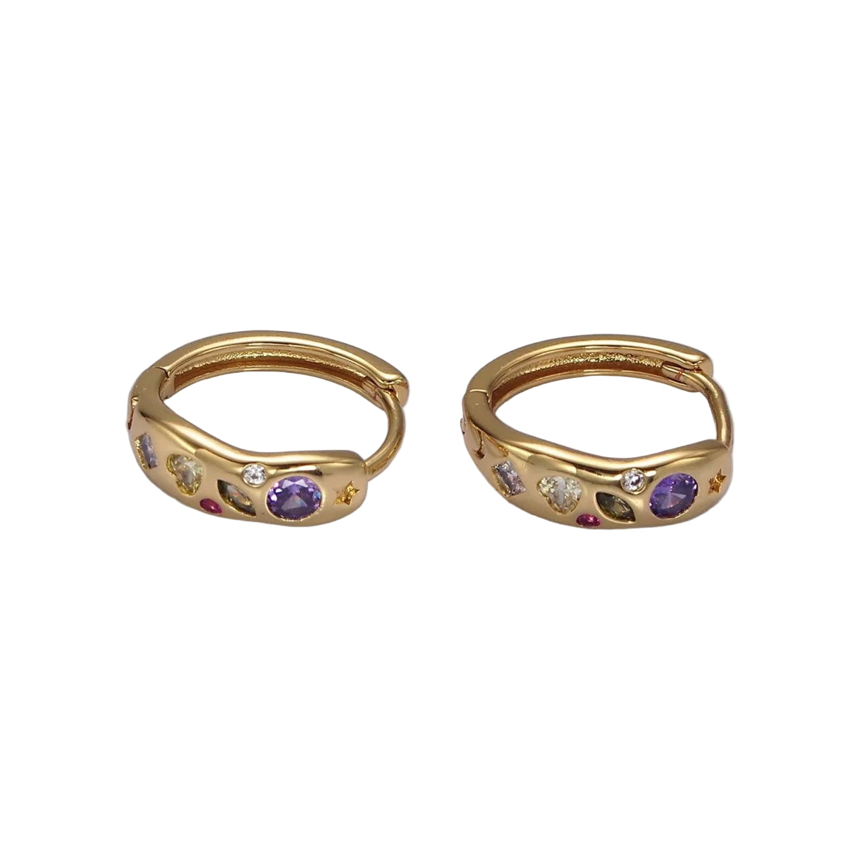 18K Multi Colored CZ 15mmHuggies