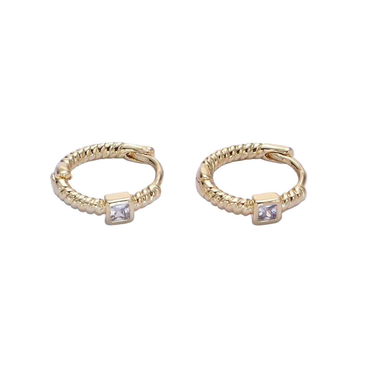 14K Mini Croissant CZ Huggies