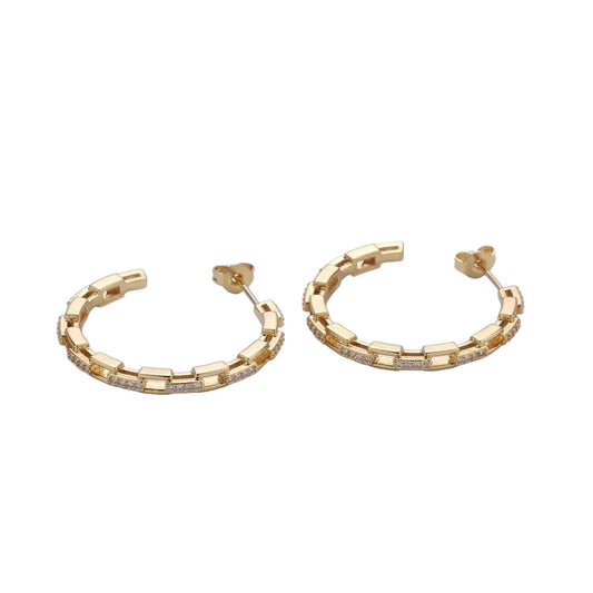 18K Gold Filled Micro Pave Chain Hoops