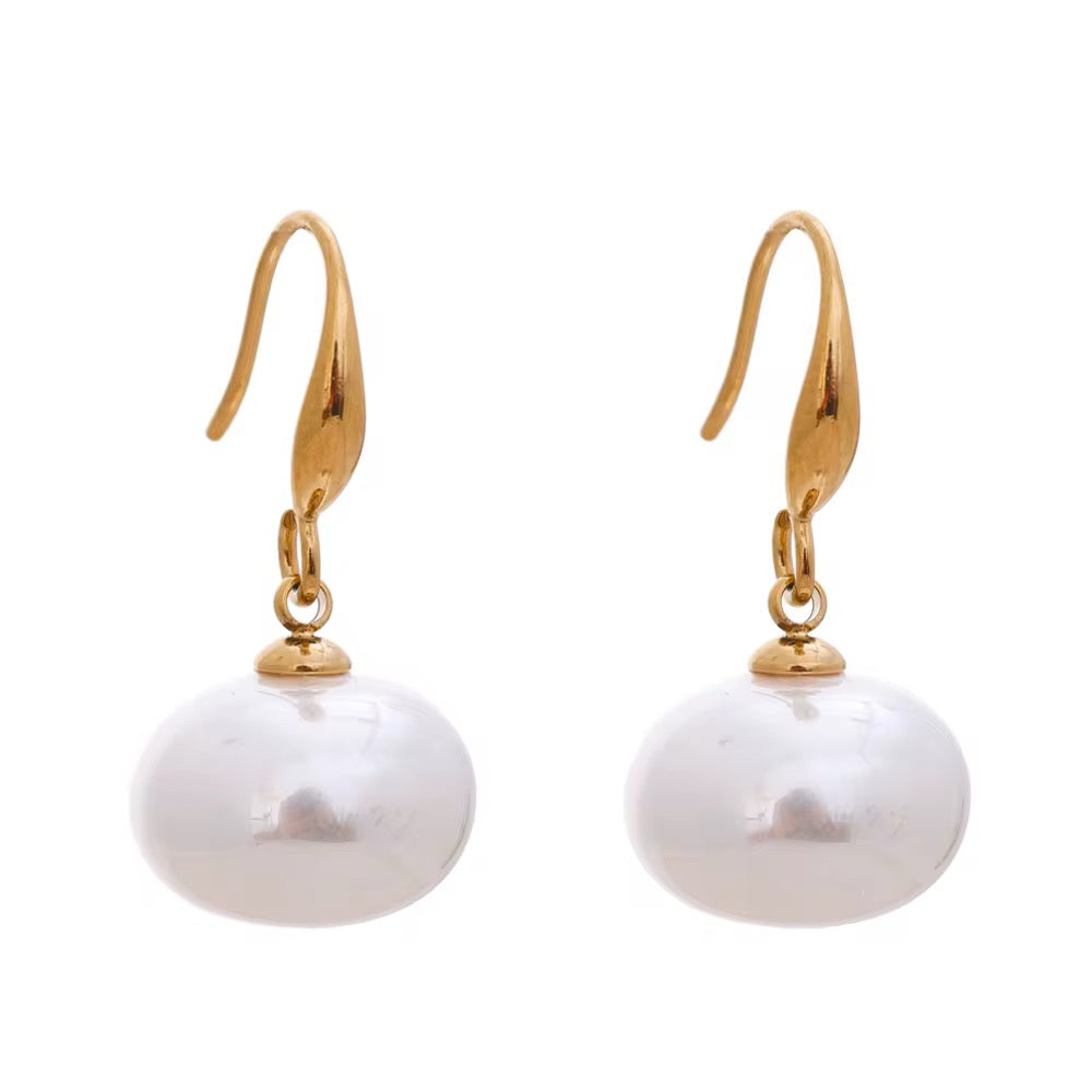 18K Classic Pearl Hoop Earrings