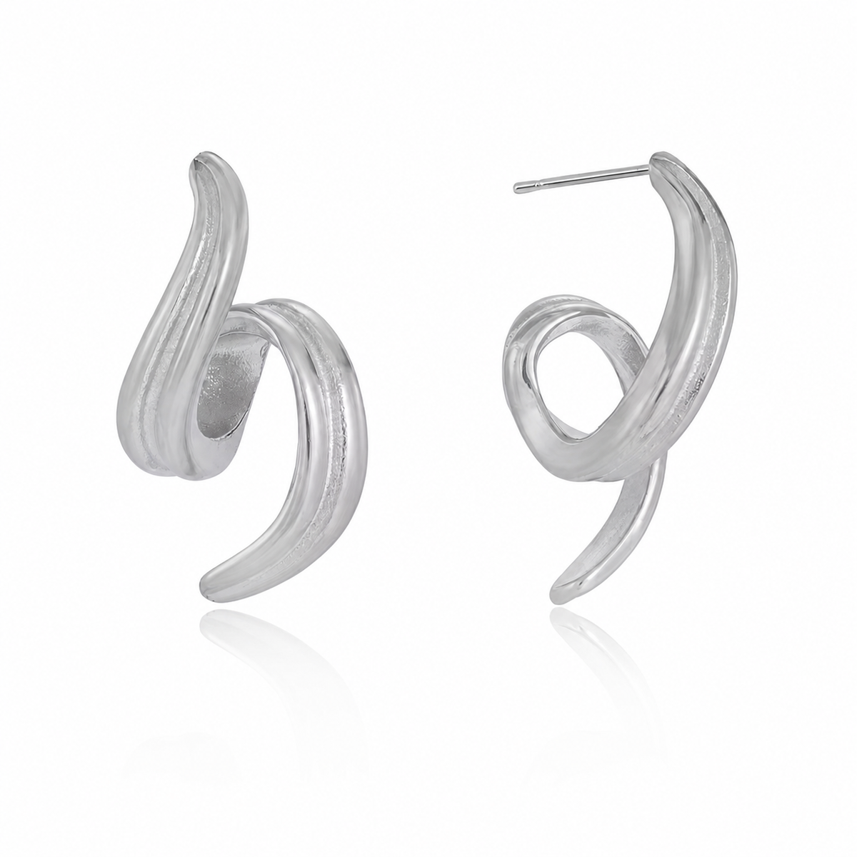 Silver Spiral Twist Earrings