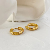 18K CZ Chunky Hoop Earrings