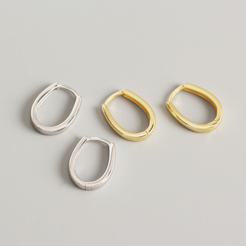 18K Vermeil Geometric Oval Huggie Earrings