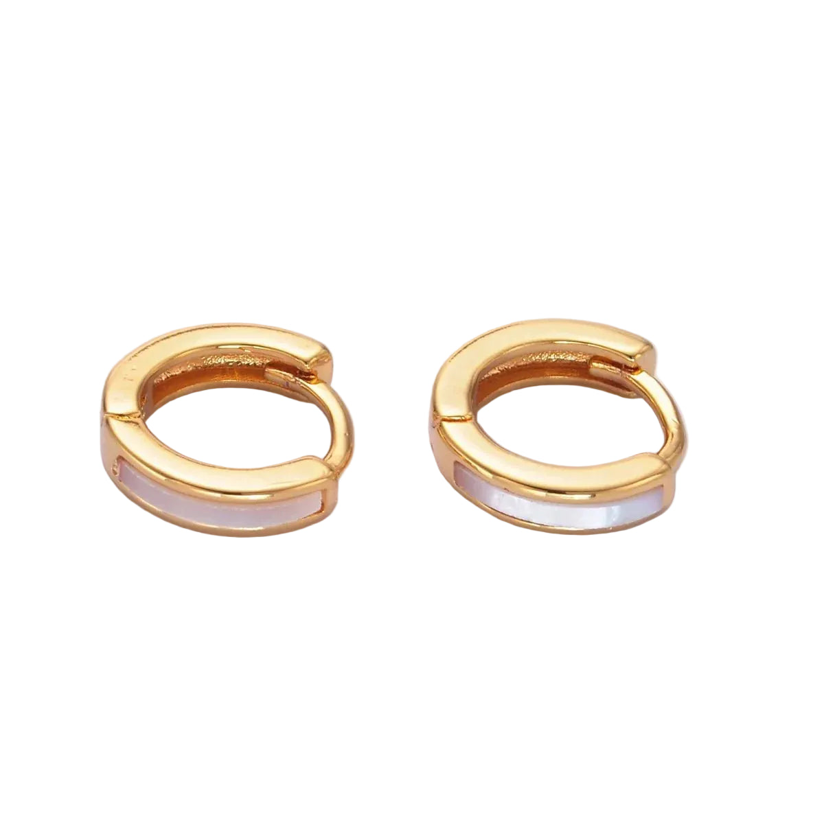 24K Mother of Pearl Lined 12mm Huggie