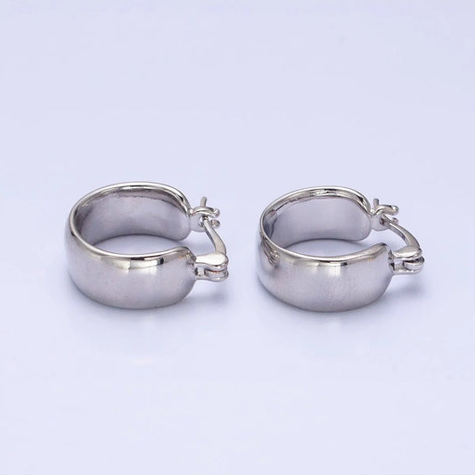 White Gold Filled Wide Classic Smooth Hoops
