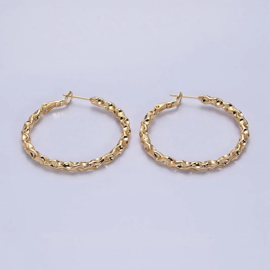 16K Gold Filled Thin Textured Hoops