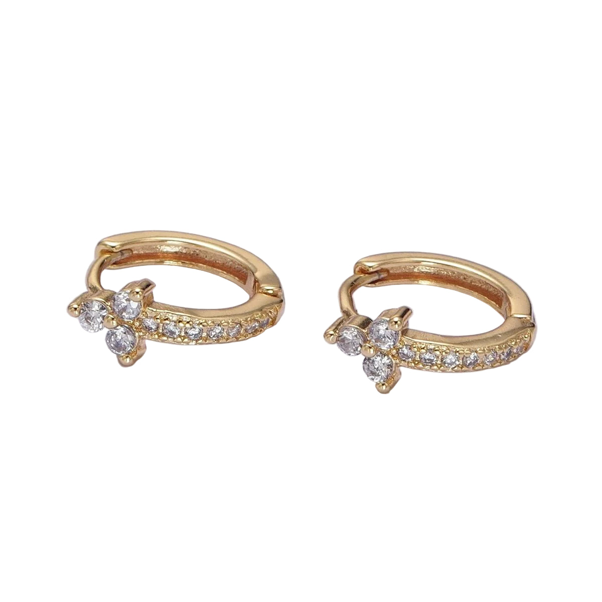 16K 11mm CZ Arrow Triple Flower Cartilage Huggie