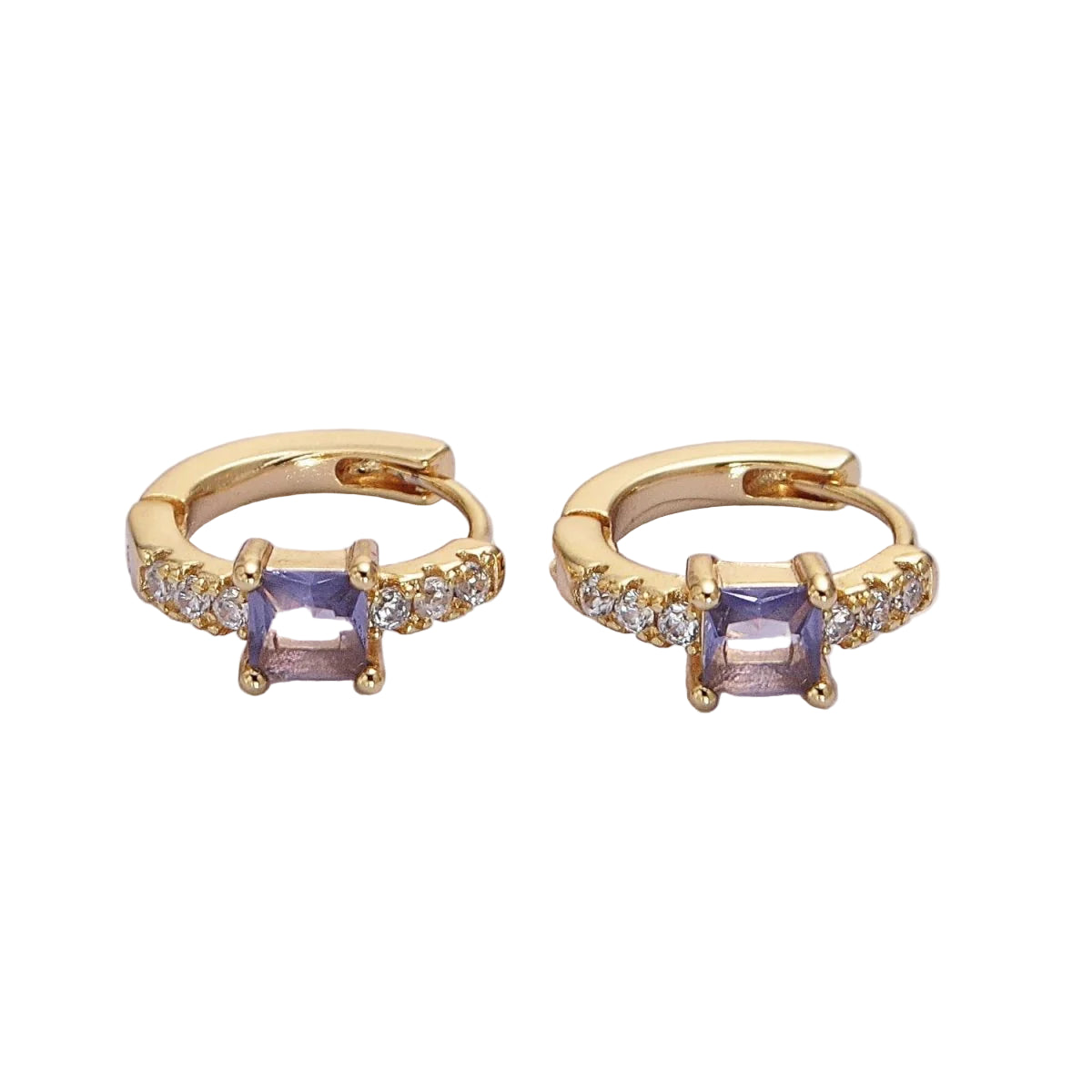 16K Amethyst CZ 13mm Huggies