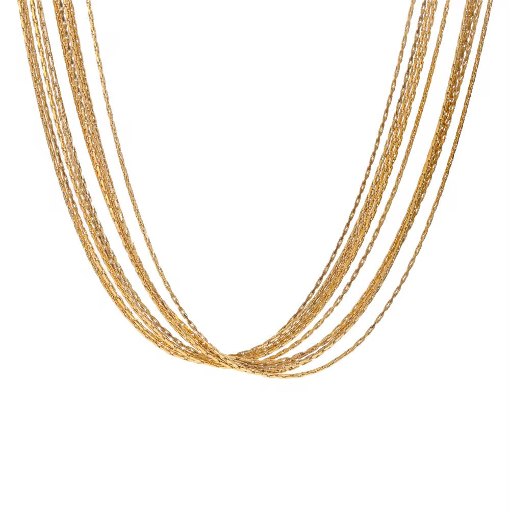 18K Dainty Wire Layered Necklace