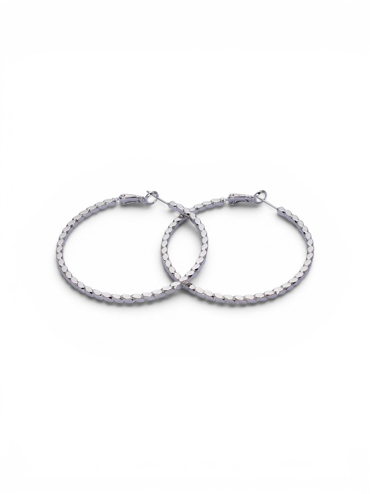 Silver Textured Hinge Hoops