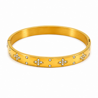 18K Clover CZ Bangle