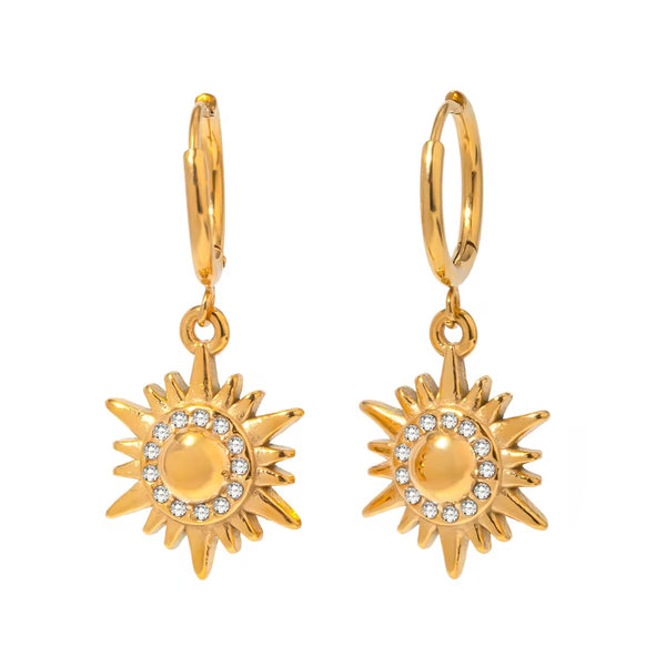 Celestial Sun Vintage Drops in 18K Gold-Plating with Cubic Zirconia