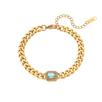 18K Aquamarine Chain Link Bracelet