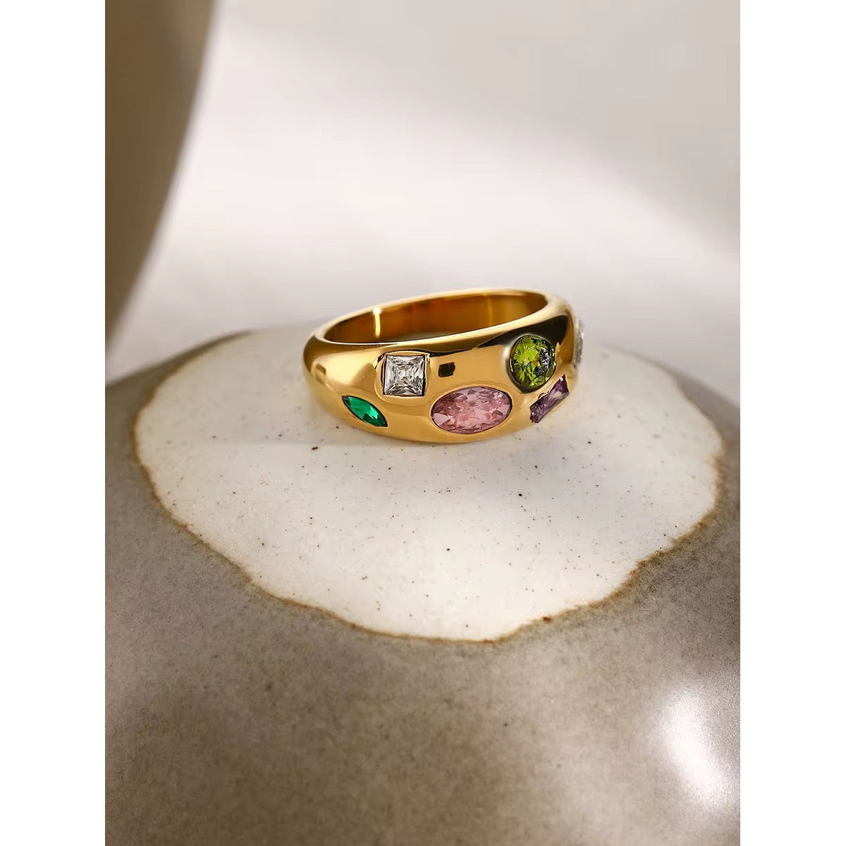 18K Multi Stone Statement Ring