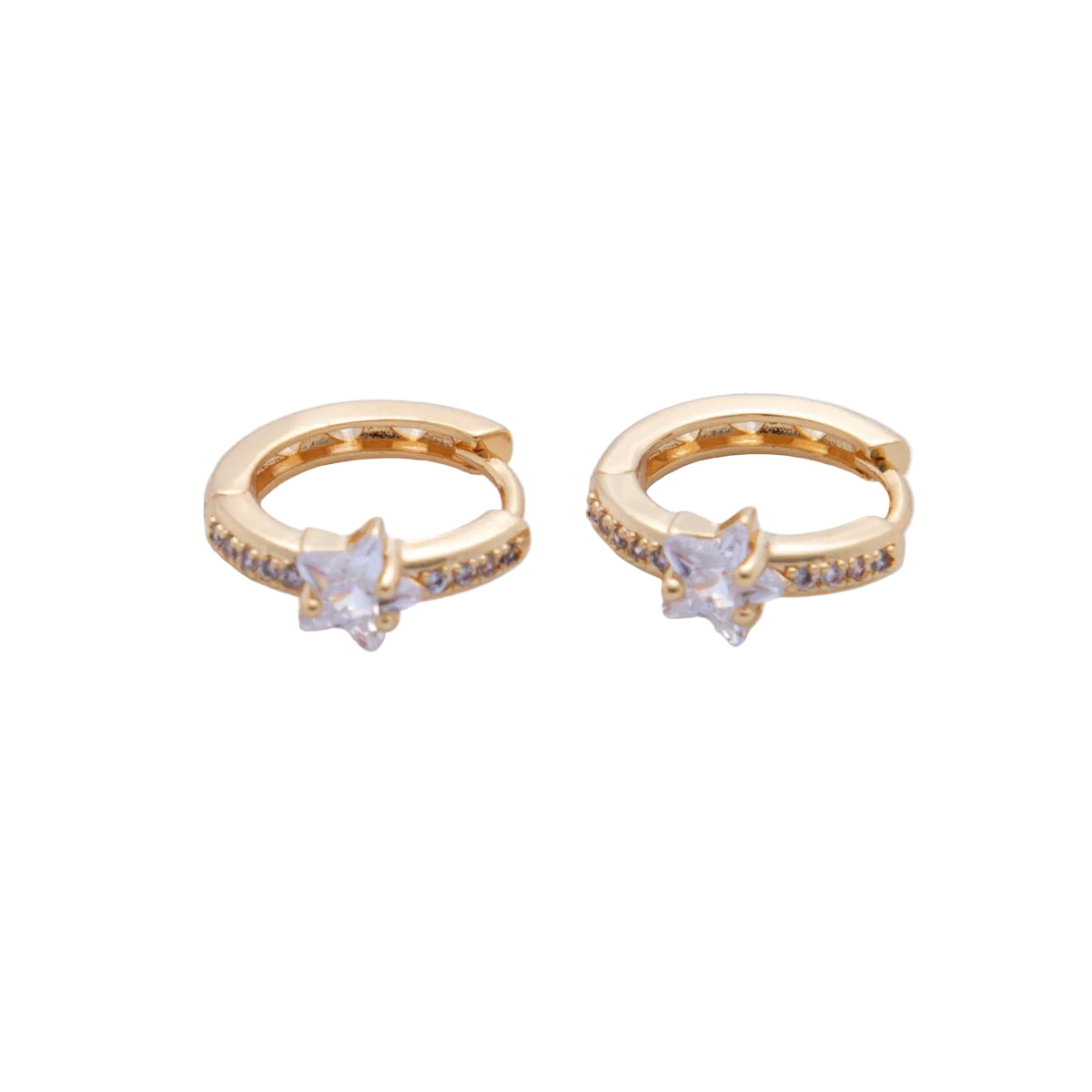 18K Star CZ Lined Huggies