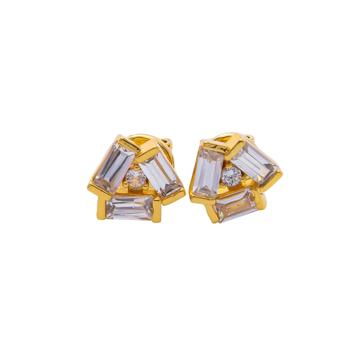 18K Geometric Baguete Studs