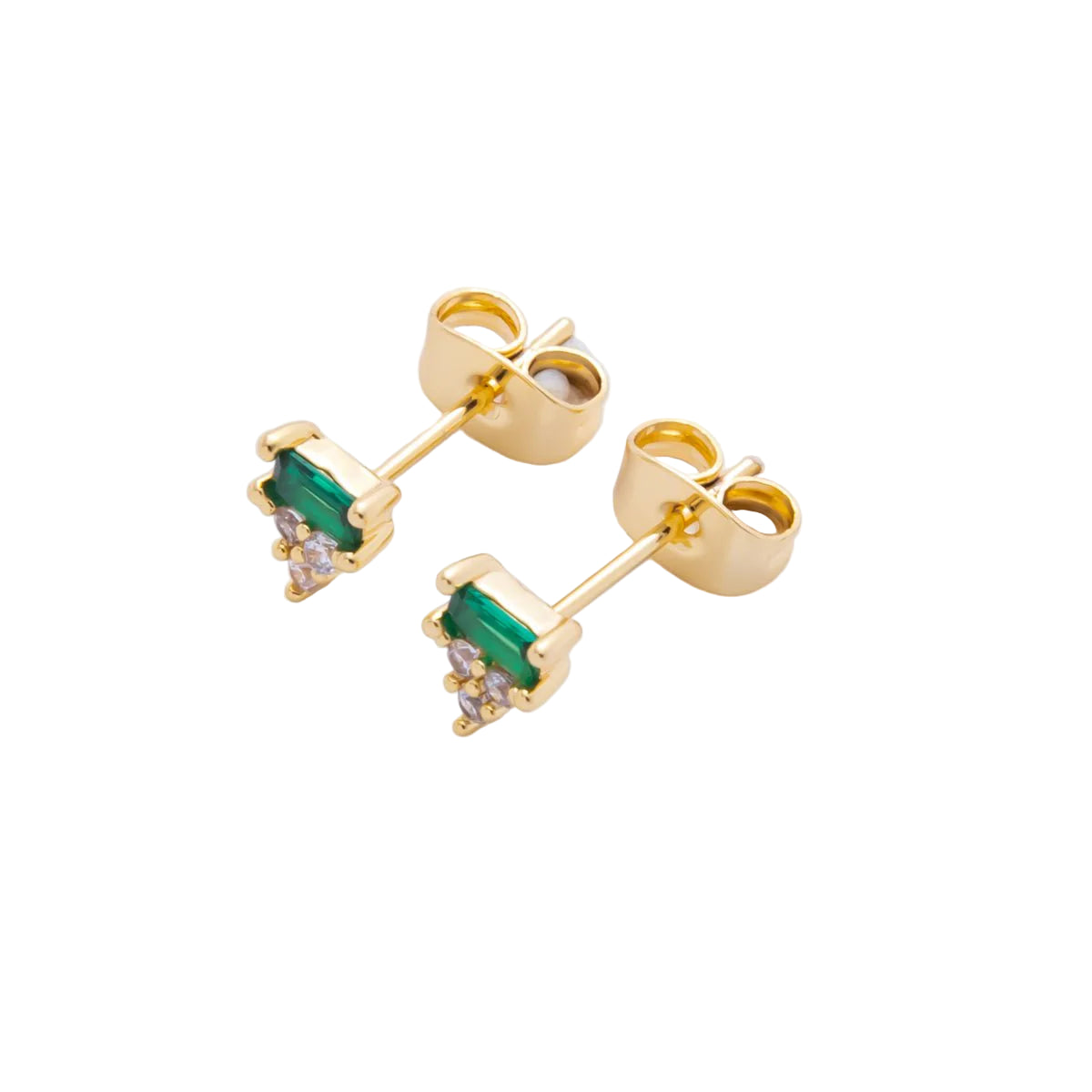 18K Emerald Geometric Studs