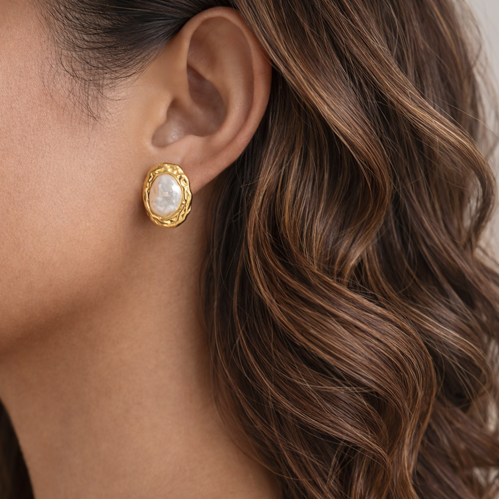 18K Vintage Oval Statement Studs