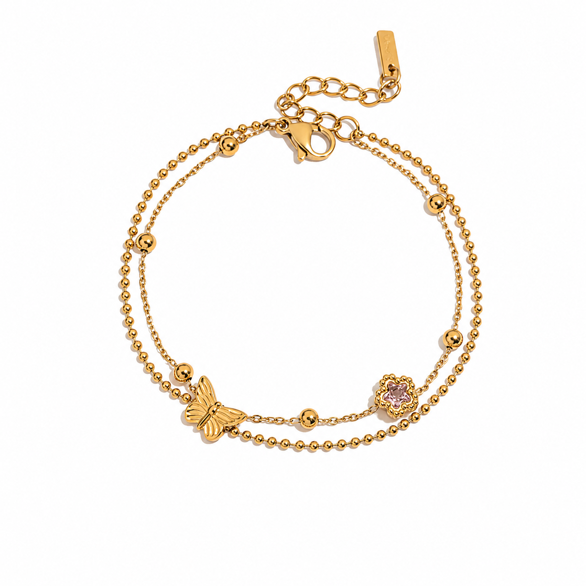 18K Sweet Butterfly Dainty Bracelet