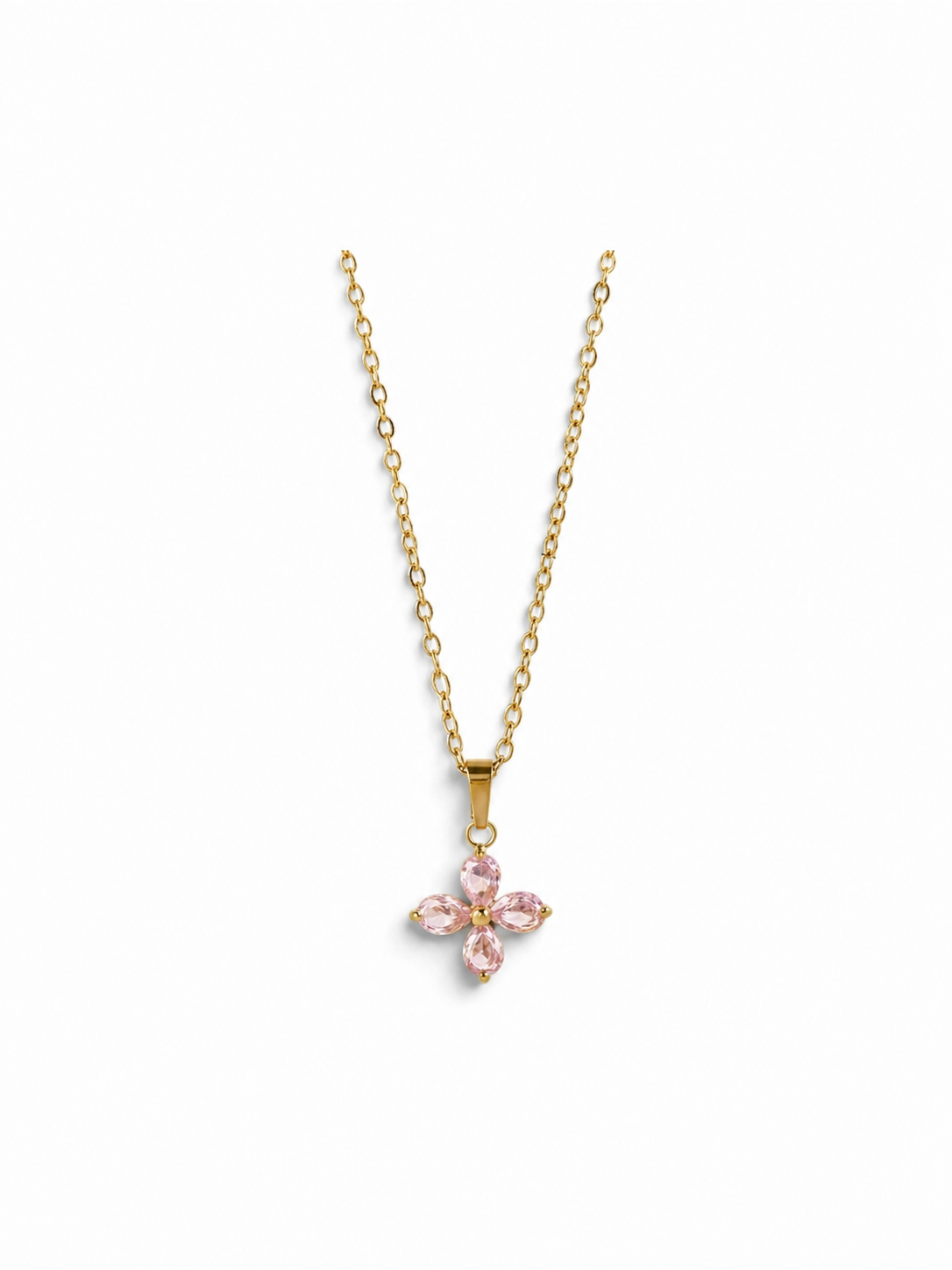 18K Mini Clover CZ Necklace