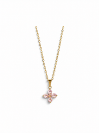 18K Mini Clover CZ Necklace