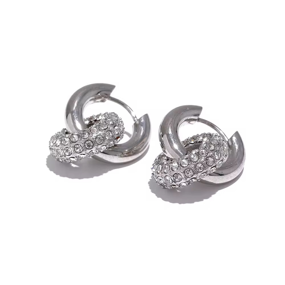 Silver Donut CZ Hoops