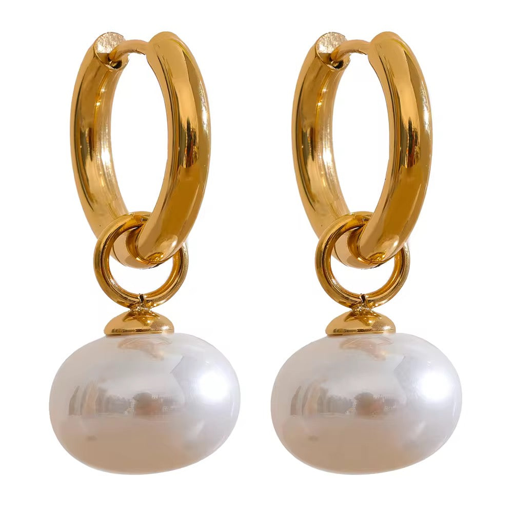 18K Statement Removable Pearl Hoops