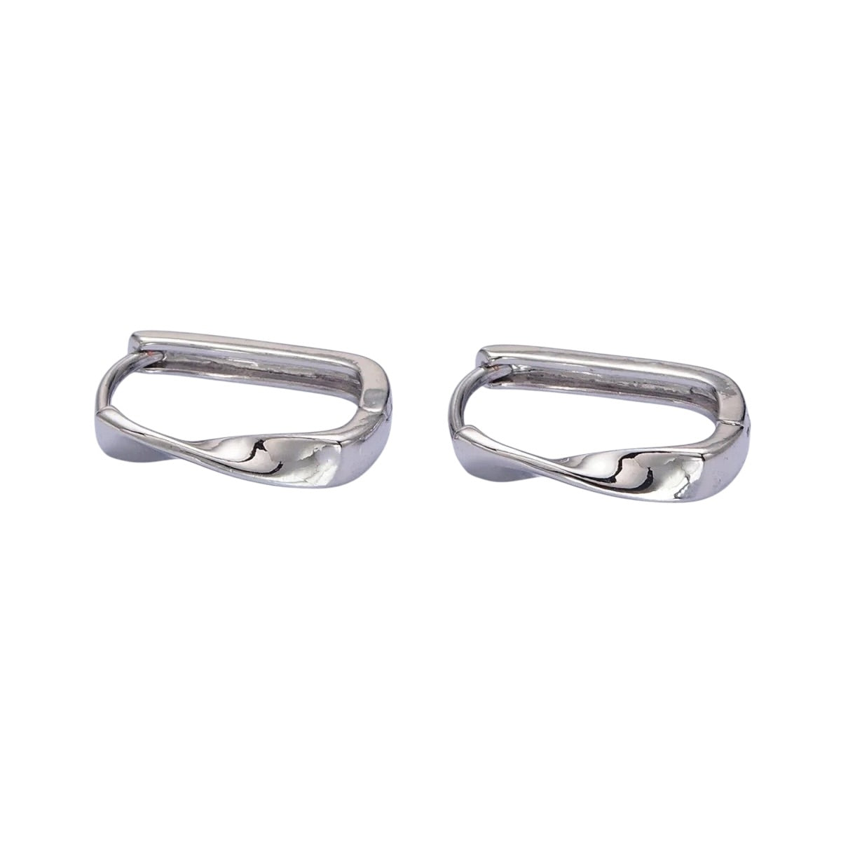 Silver Oblong Twisted Hoops