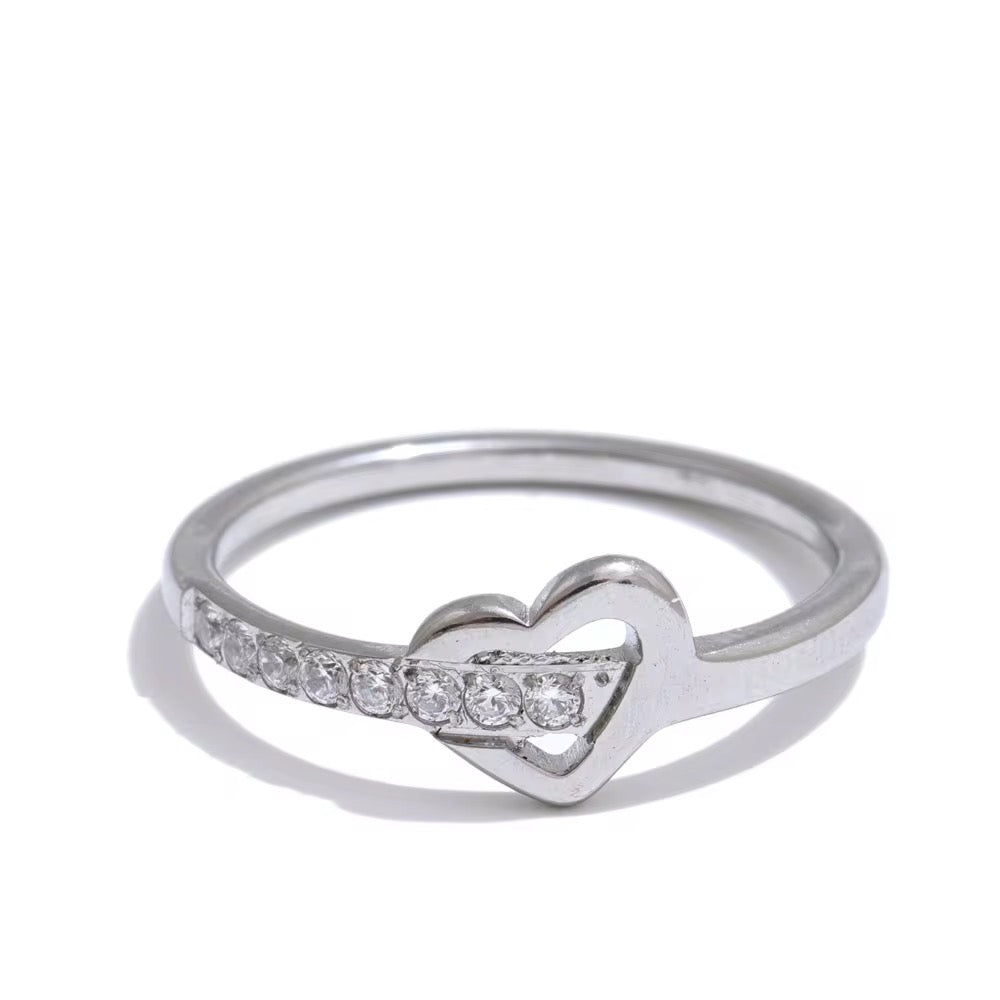 Silver Eternal Heart CZ Ring