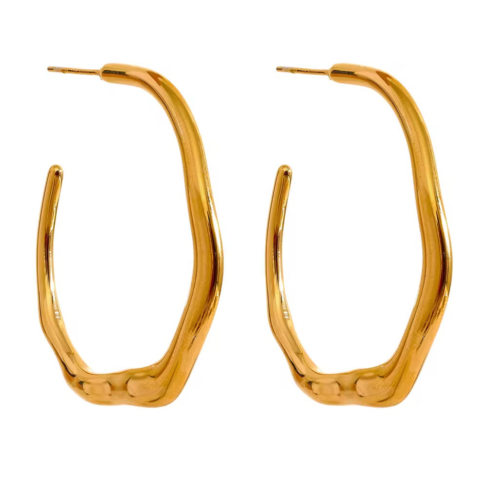 18K Statement Textured Open Hoops
