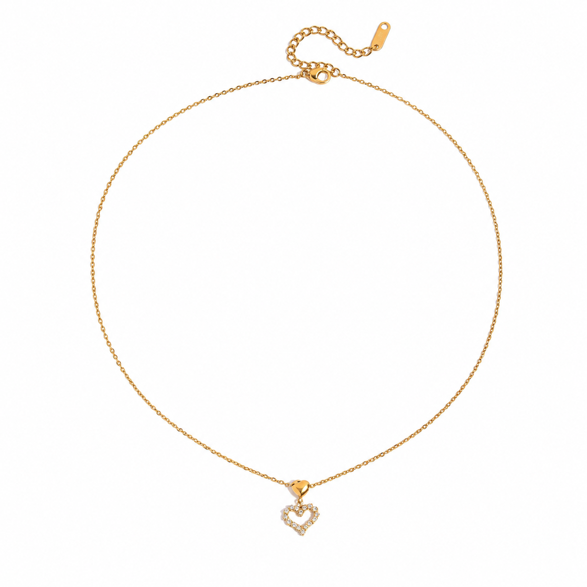 18K Heart CZ Lined Necklace