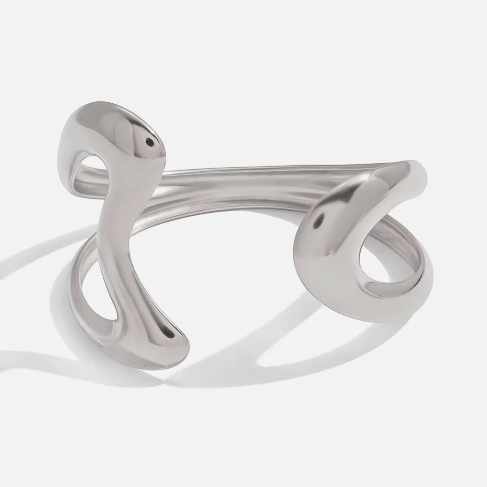 Silver Open Geometric Bangle