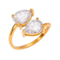 18K Two Teardop Ring