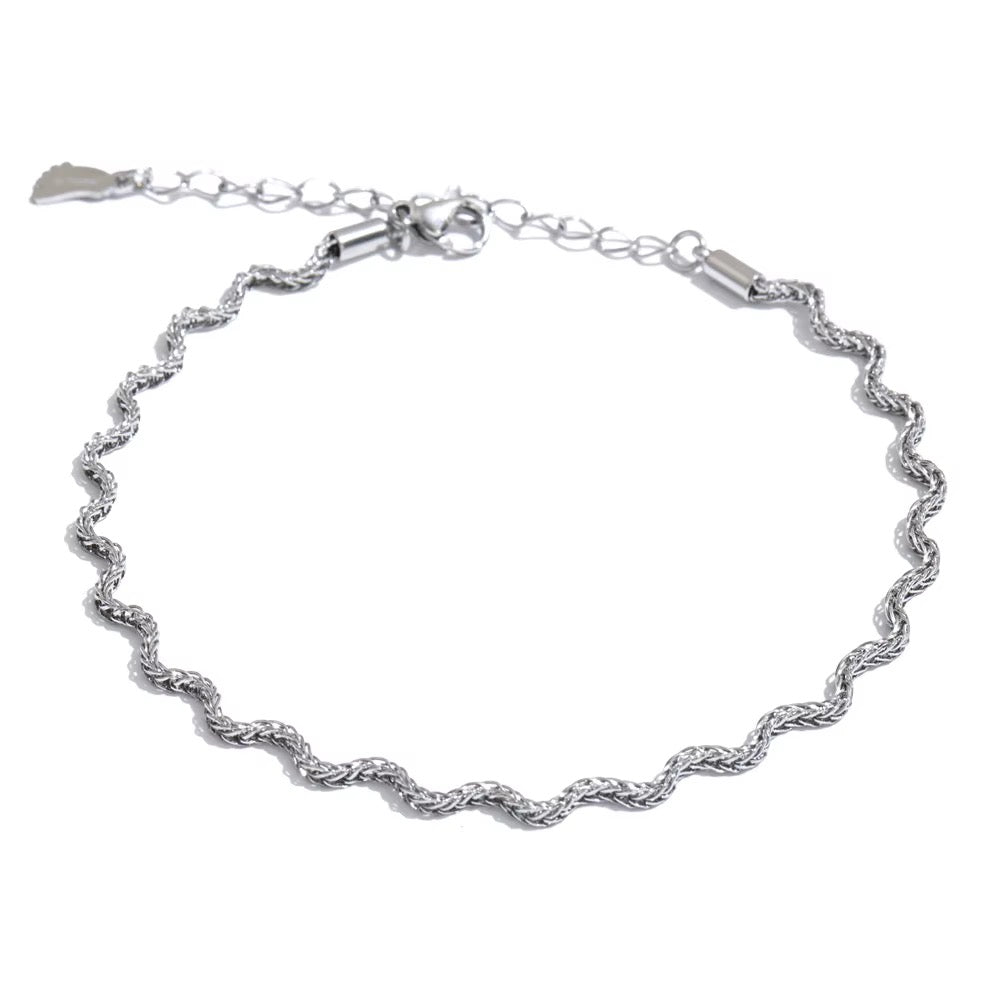 Silver Wave Anklet