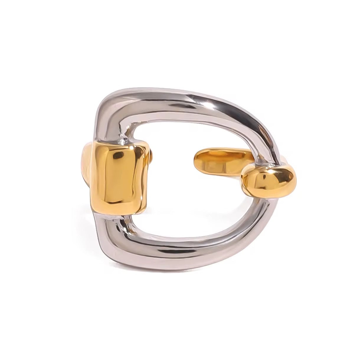 Two Tone Belt Adjustable Ring
