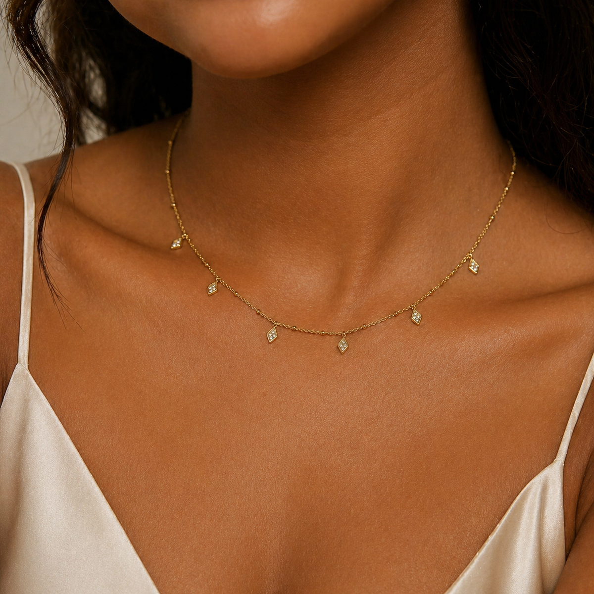 18K Dainty Diamond Necklace