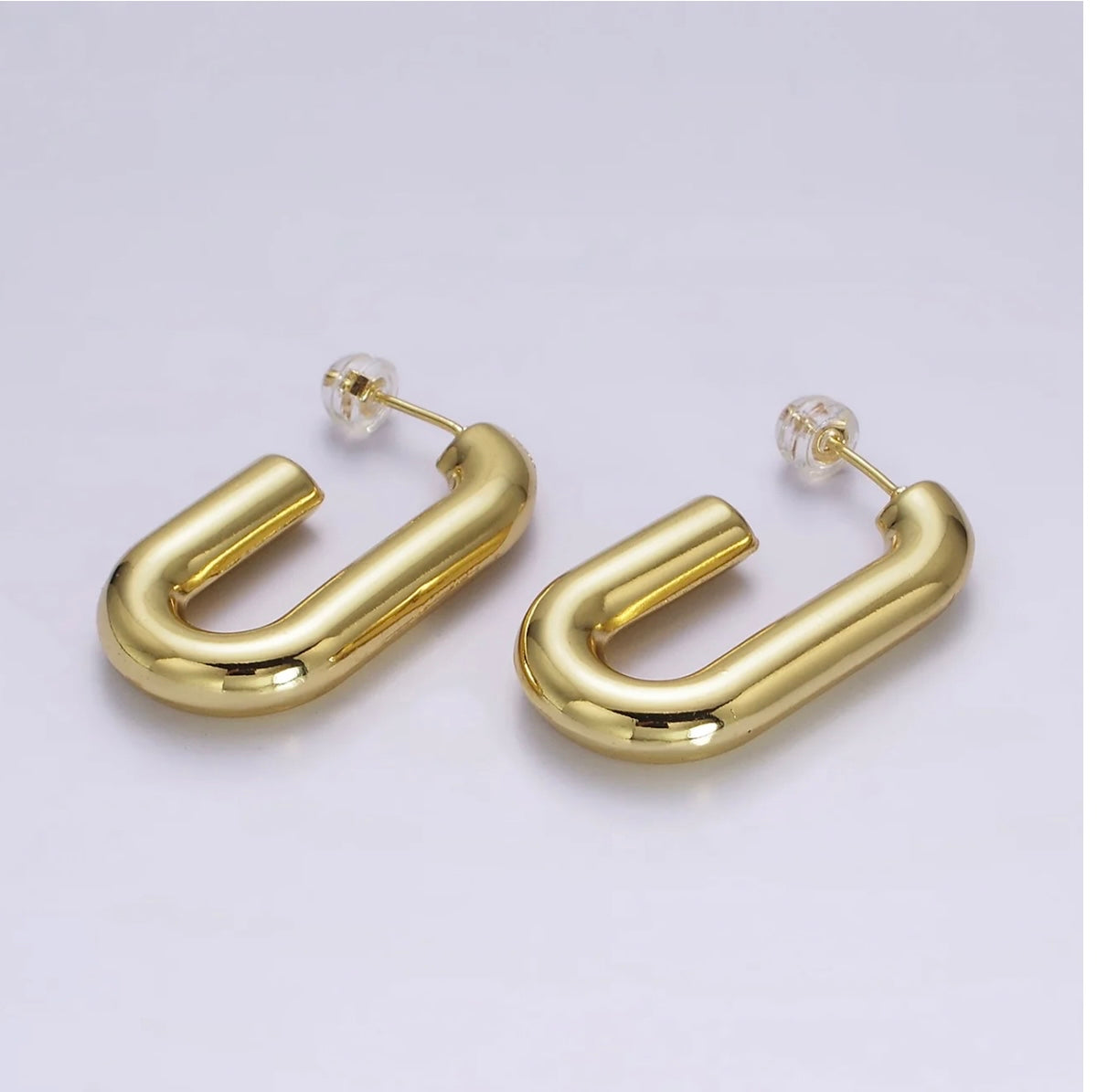 14K Gold Filled 35mm Chubby J-Shaped Hoop Earrings
