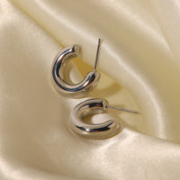 Silver Chunky Hollow C Hoops